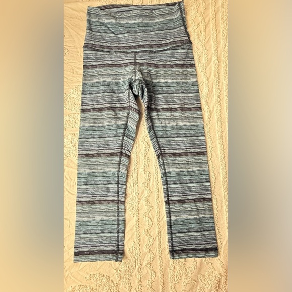 Lululemon Wunder Under Sz 6 Cropped Leggings Heathered Blue Crops - Picture 2 of 8